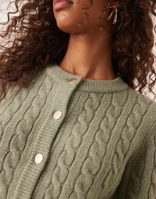 Abercrombie & Fitch - Grøn strikket cardigan med knapper, 3 af 4