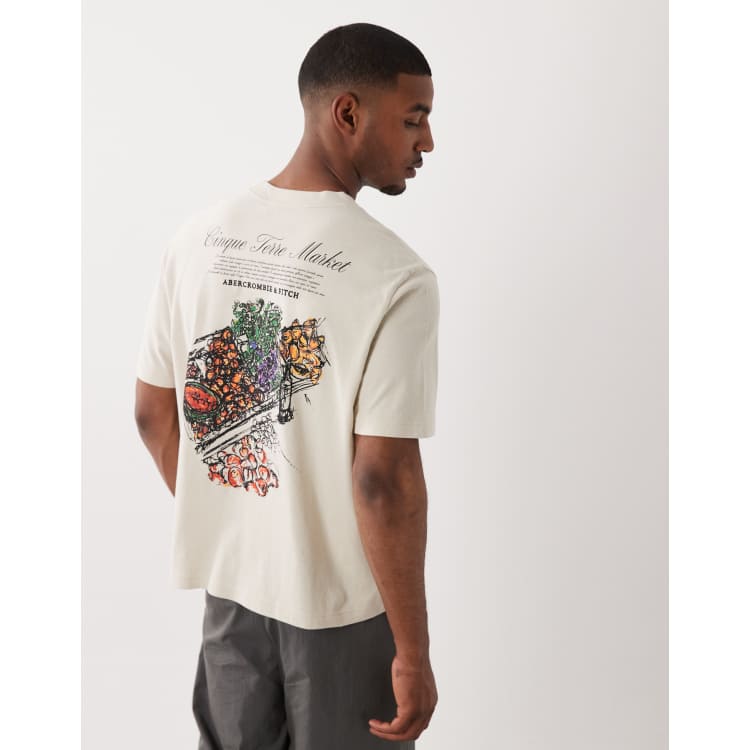 Abercrombie & Fitch grocery back graphic t-shirt in beige | ASOS