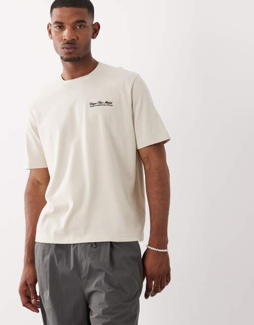 Abercrombie & Fitch grocery back graphic t-shirt in beige | ASOS