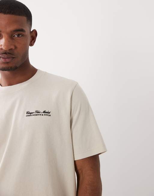 Abercrombie & Fitch grocery back graphic t-shirt in beige | ASOS