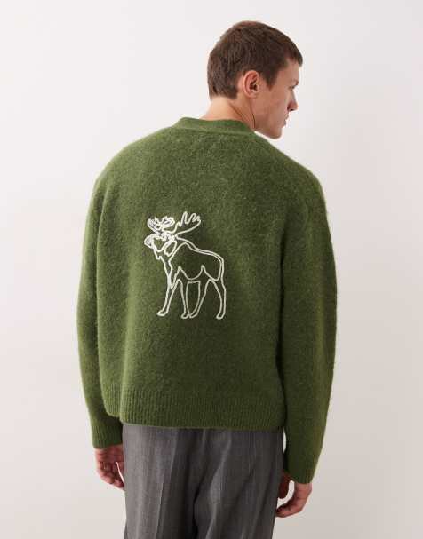 Abercrombie & Fitch – Grön, oversized kofta med logga - view 1