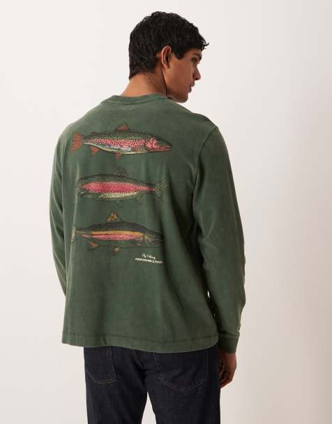 Abercrombie & Fitch – Grön topp med långa ärmar och tryck baktill - view 1