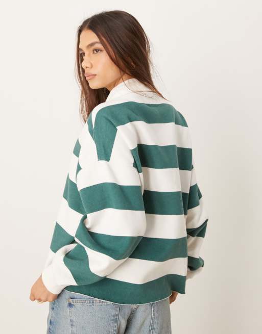 Abercrombie & Fitch – Grönrandig rugbytröja i kort design, 4 av 4