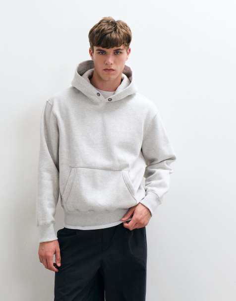Abercrombie & Fitch gruba bluza z kapturem w jasnoszarym kolorze - view 1