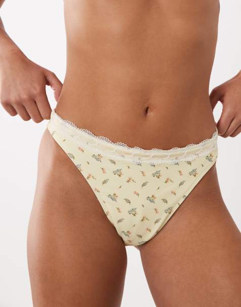 Abercrombie & Fitch - Gule bikinitrusser med lav talje og blomstermønster - Del af sæt - view 1