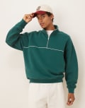 [Abercrombie & Fitch] Abercrombie & Fitch half zip contrast seam sweat top in green 2XL GREEN