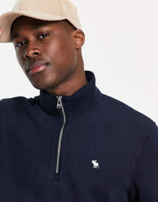 Abercrombie & Fitch half-zip icon logo sweatshirt in navy