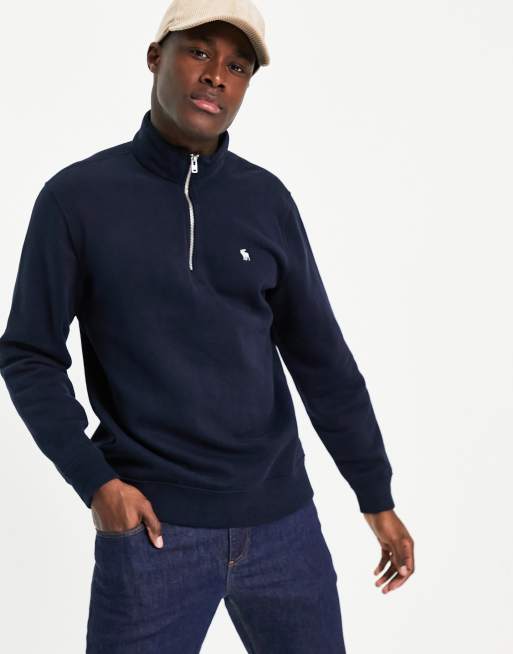 Abercrombie & Fitch half-zip icon logo sweatshirt in navy