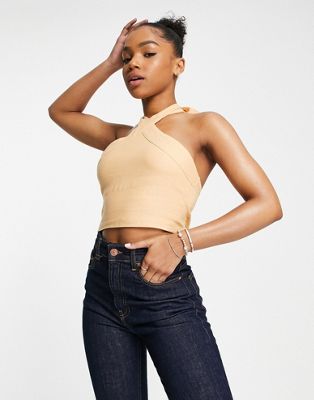 Abercrombie & Fitch halter top in beige - ASOS Price Checker