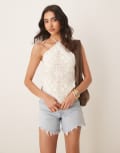 [Abercrombie & Fitch] Abercrombie & Fitch halterneck open back scarf top in white 2XS WHITE