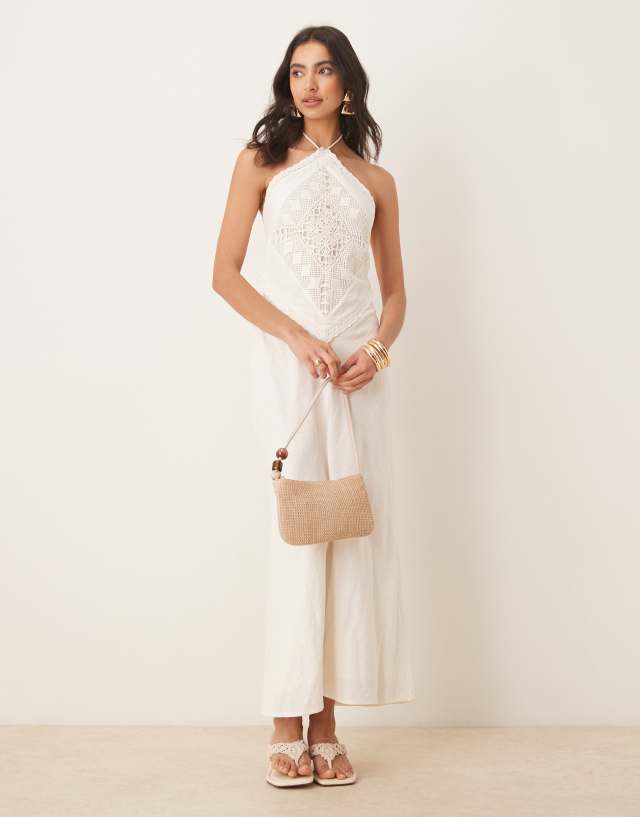 asymmetric cut-out halterneck midaxi dress Abercrombie & Fitch scarf cutout in white note that due to Tea Length What Shoes to Wear Color:White-Nude