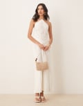 [Abercrombie & Fitch] Abercrombie & Fitch halterneck scarf cutout mini dress in white S WHITE