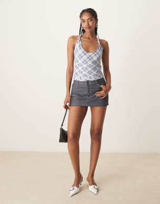Abercrombie & Fitch Halterneck Top With Knot Detail In Multi