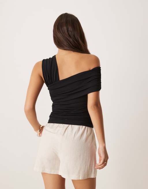 Abercrombie & Fitch halterneck twist front top in black, 2 of 4