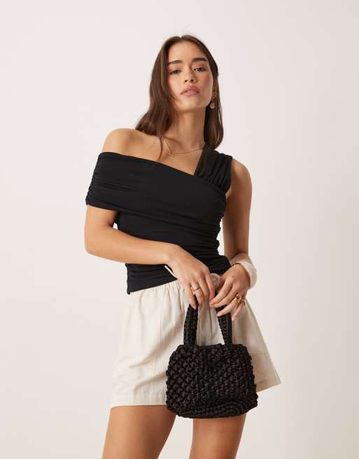 Abercrombie & Fitch halterneck twist front top in black, 3 of 4