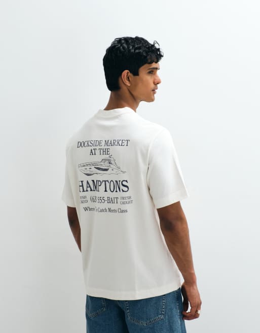 Abercrombie & Fitch Hamptons back graphic t-shirt in white, 3 of 5