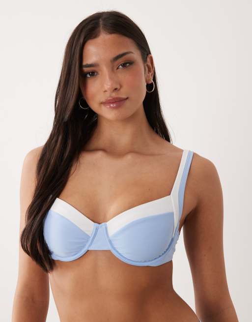 Abercrombie & Fitch - Haut de bikini d'ensemble à armatures et détails contrastants - Bleu, 2 de 4