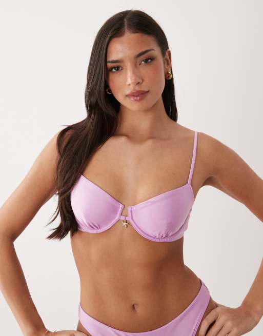 Abercrombie & Fitch - Haut de bikini d'ensemble à balconnets avec pendentif étoile de mer - Lilas, 2 de 4