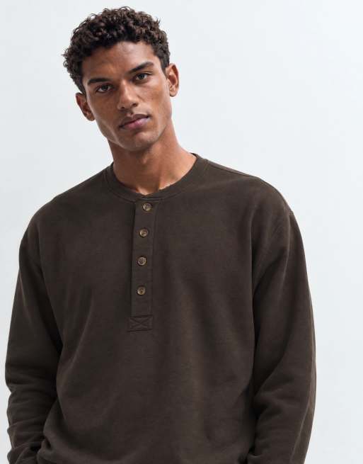 Abercrombie & Fitch haut henley oversize épais marron, 10 de 10