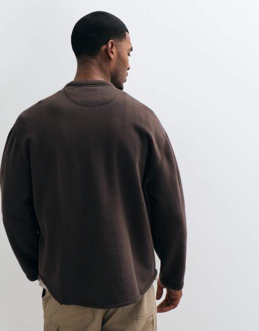 Abercrombie & Fitch haut henley oversize épais marron, 5 de 10