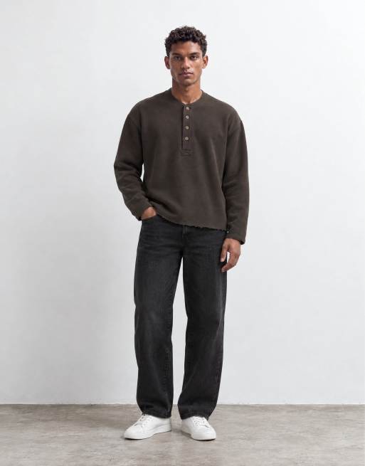 Abercrombie & Fitch haut henley oversize épais marron, 9 de 10