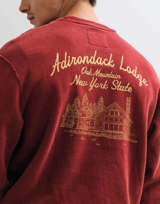Abercrombie & Fitch heavyweight back graphic sweatshirt in burgundy, 3 of 5