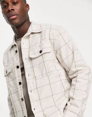 Abercrombie & Fitch heavyweight check overshirt in cream