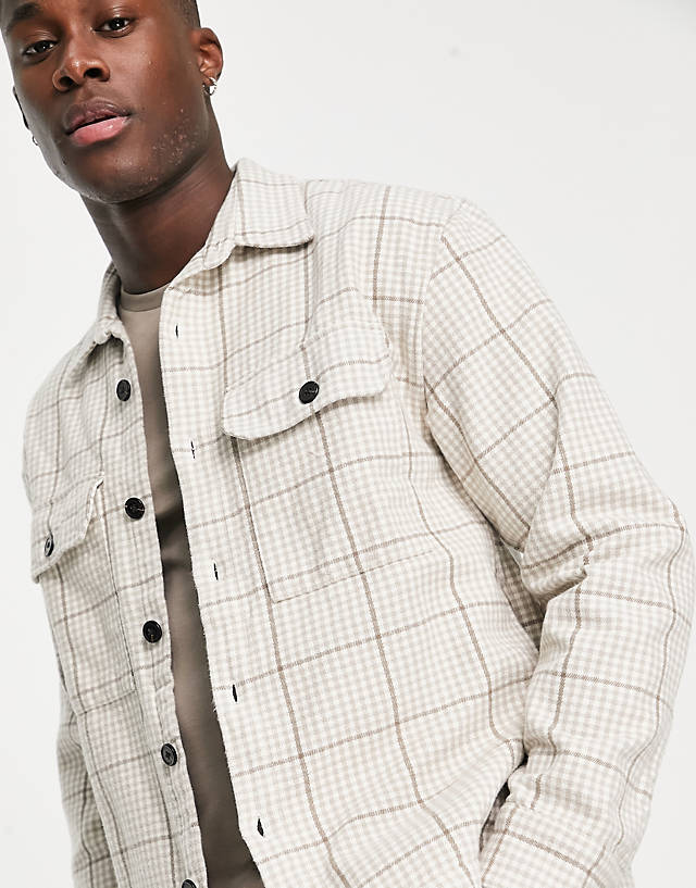 Abercrombie & Fitch - heavyweight check overshirt in cream
