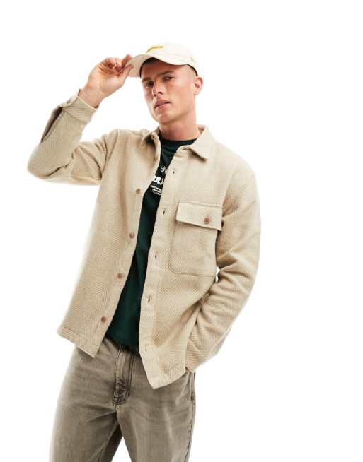 Abercrombie & Fitch heavyweight flannel overshirt in tan