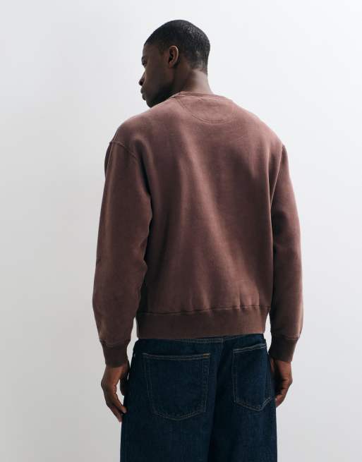 Abercrombie & Fitch heavyweight heritage graphic sweatshirt in brown, 4 of 10