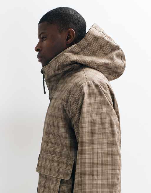 Abercrombie & Fitch heavyweight hooded puffer jacket in beige check, 4 of 5