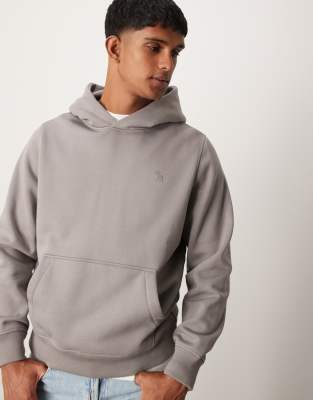 Abercrombie & Fitch Abercrombie & Fitch heavyweight hoodie in grey with puff icon logo