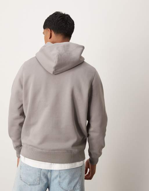 Abercrombie Fitch heavyweight hoodie in grey with puff icon logo ASOS