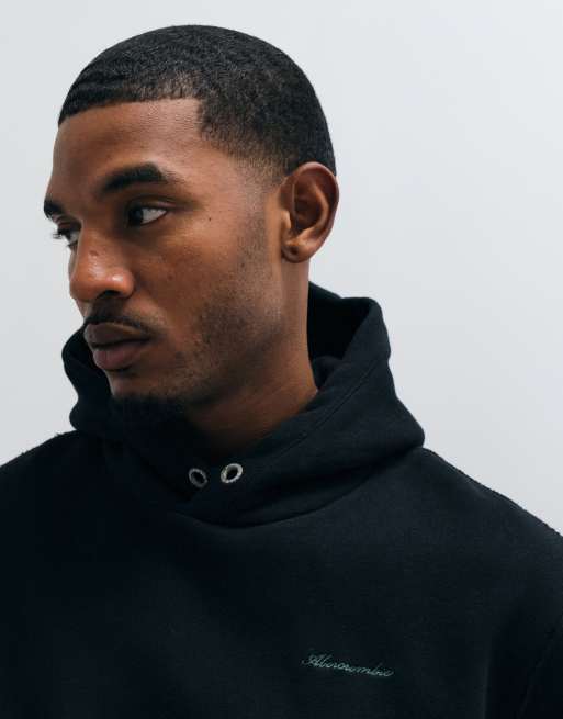 Abercrombie & Fitch heavyweight script logo hoodie in black, 2 of 9