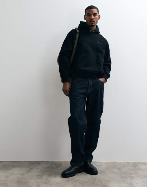 Abercrombie & Fitch heavyweight script logo hoodie in black, 3 of 9
