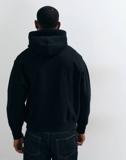 Abercrombie & Fitch heavyweight script logo hoodie in black, 4 of 9