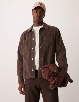 Abercrombie & Fitch – Hemdjacke aus Cord in verwaschenem Braun - view 1