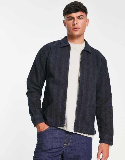 Abercrombie & Fitch – Hemdjacke in Dunkelgrau/Schwarz mit Fischgrätenmuster