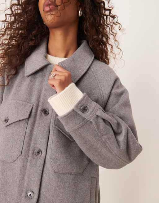 Abercrombie & Fitch – Hemdjacke in Grau mit Knopfleiste, 3 von 4