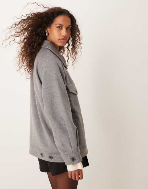 Abercrombie & Fitch – Hemdjacke in Grau mit Knopfleiste, 4 von 4