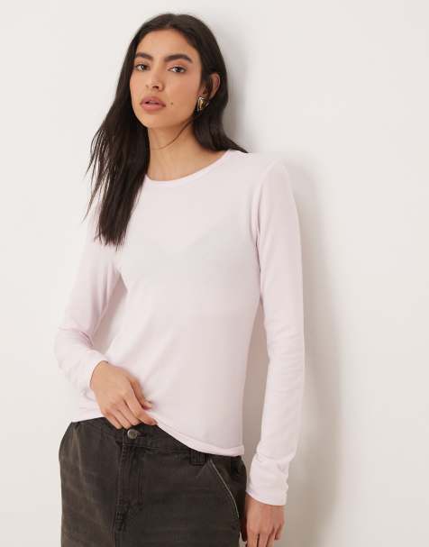 Abercrombie & Fitch - Henley top met lange mouwen en ronde hals in roze - view 1