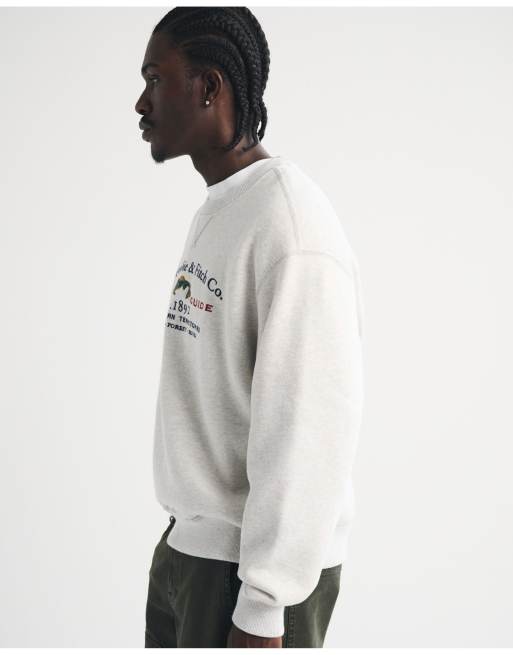Abercrombie & Fitch Heritage heavyweight logo sweat in heather grey, 5 of 7