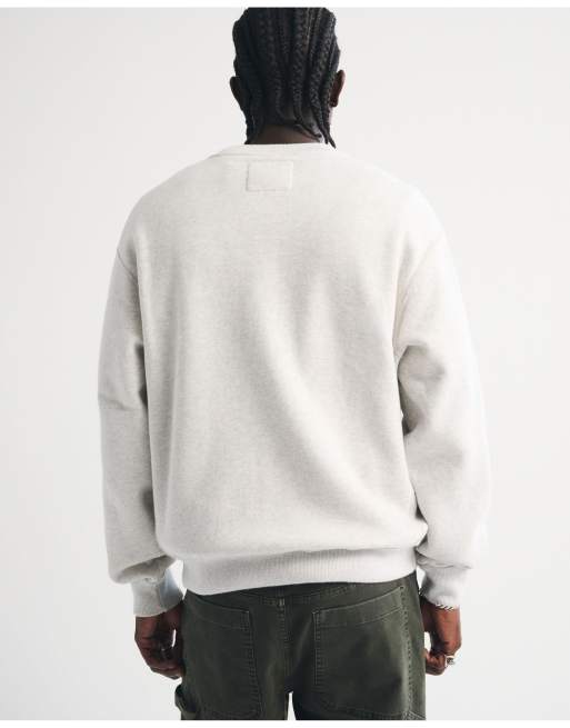 Abercrombie & Fitch Heritage heavyweight logo sweat in heather grey, 7 of 7