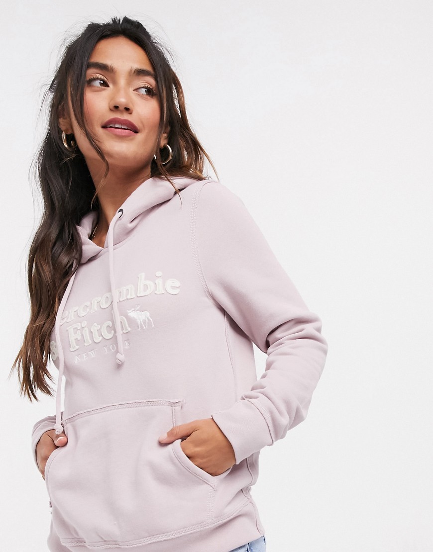 Abercrombie & Fitch heritage logo hoodie in pink