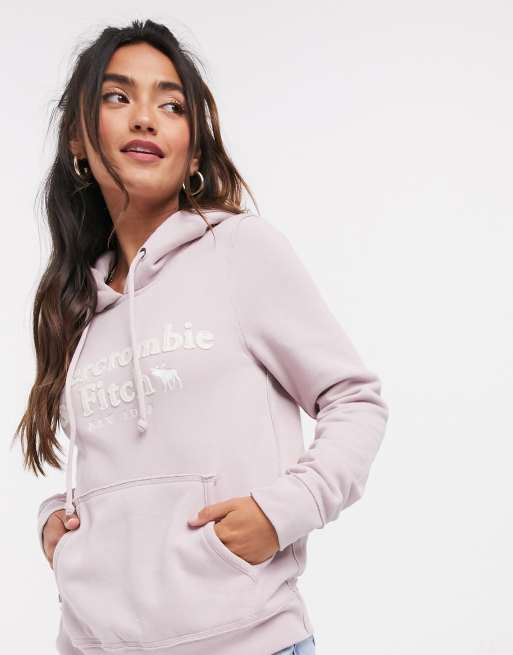 Abercrombie Fitch heritage logo hoodie in pink