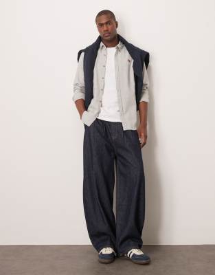 Abercrombie & Fitch Herringbone Shirt With Icon Logo In Gray