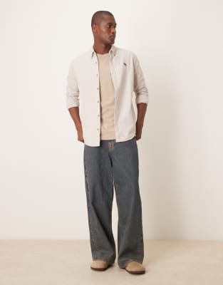 Abercrombie & Fitch Herringbone Shirt With Icon Logo In Brown