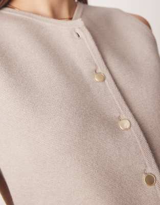Abercrombie & Fitch High Neck Button Through Knit Tank Top In Brown