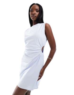 Abercrombie & Fitch Abercrombie & Fitch high neck cut out mini dress in light blue