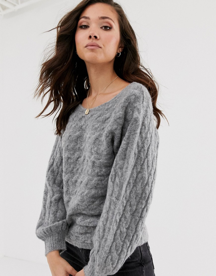 Abercrombie & Fitch high neck knit jumper in grey heather
